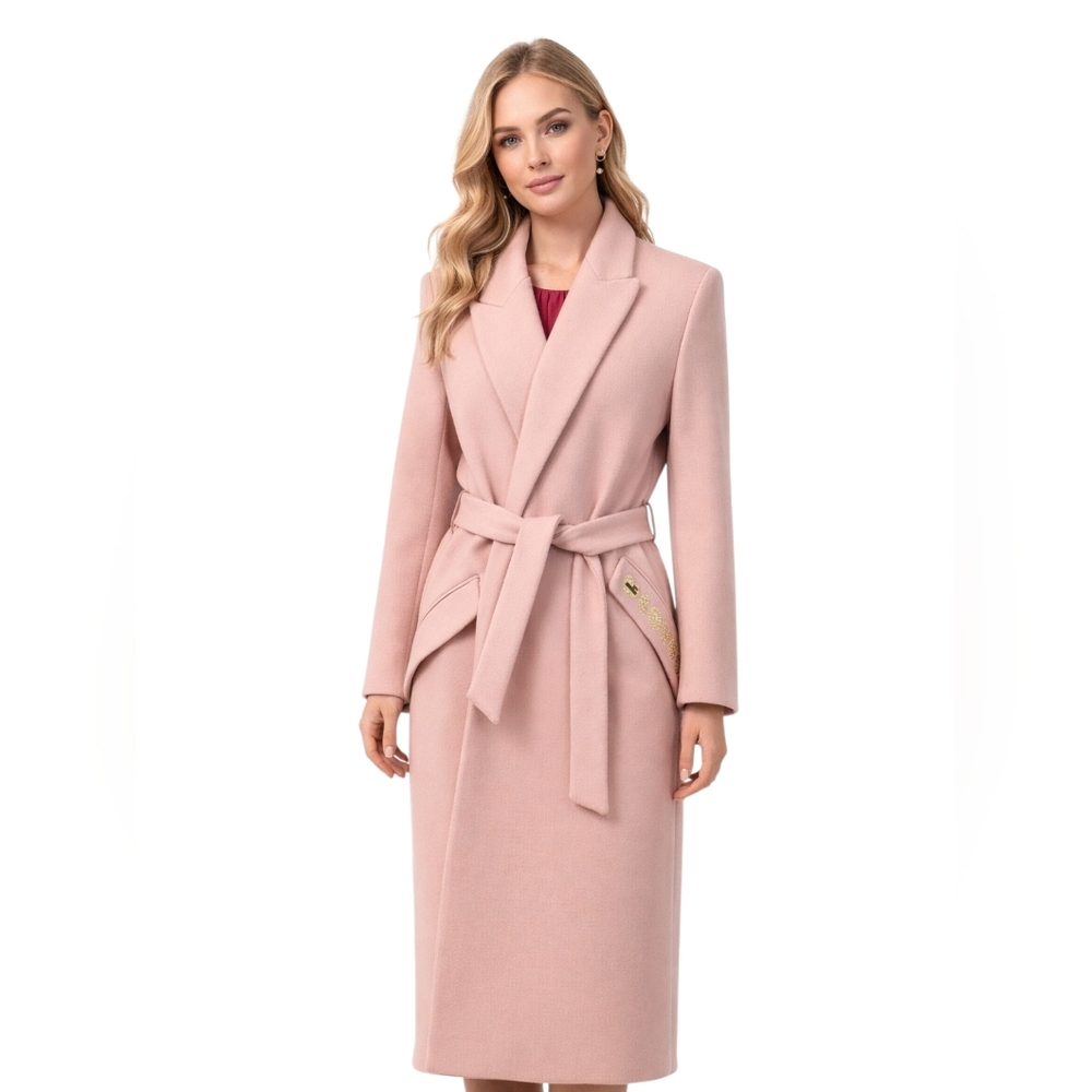 Love Moschino Pretty in Pink Belted Wool Coat 💗 Women's Size 6 Wool Blend NWT